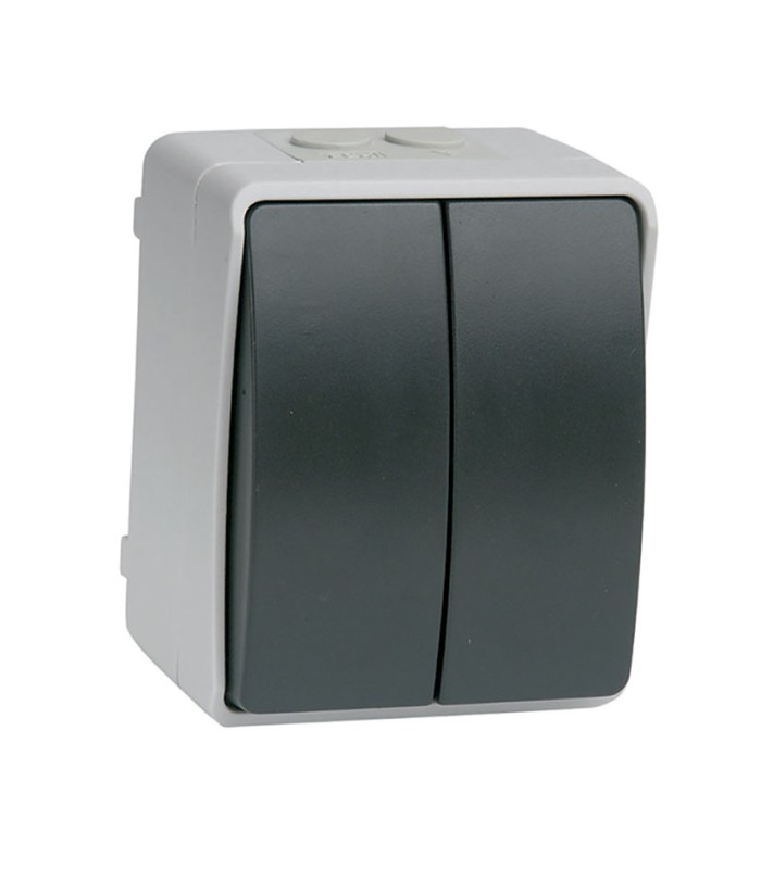 INTERRUPTOR / CONMUTADOR DOBLE GRIS