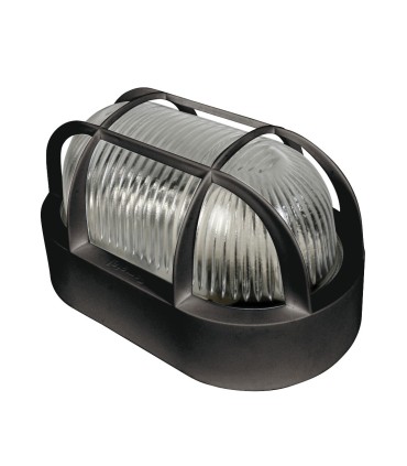 APLIQUE EXTERIOR OVALADO NEGRO. 60 W