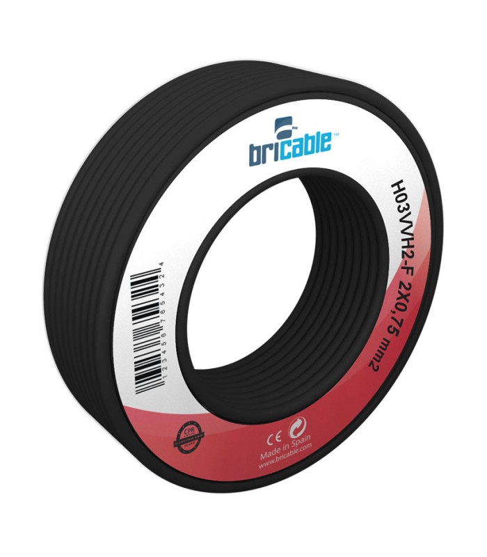 CAB.ELECT 2X0,75Ø NEGR 5M