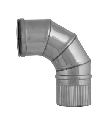 CODO 90 º TUBO PELLET. INOX. Ø 80 mm.