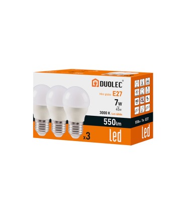 PACK3 MINI GLO LED DUOLEC 7W 3000K 550LM
