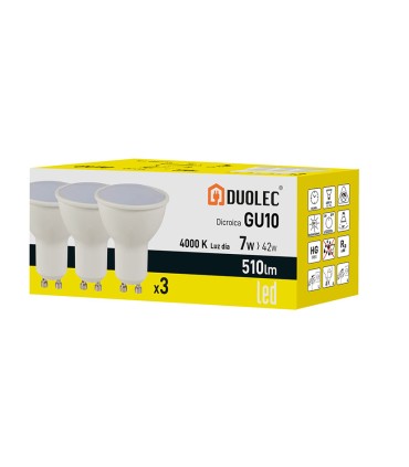 PACK3 DICROICA LED GU10 7W 4000K 510LM