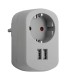 BASE ENCHUFE CON 2 TOMAS USB 2.1A GRIS
