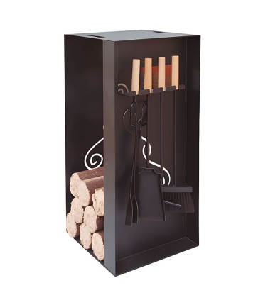 JUEGO LEÑERO 4 PZS FLORES CORTÉS NEGRO