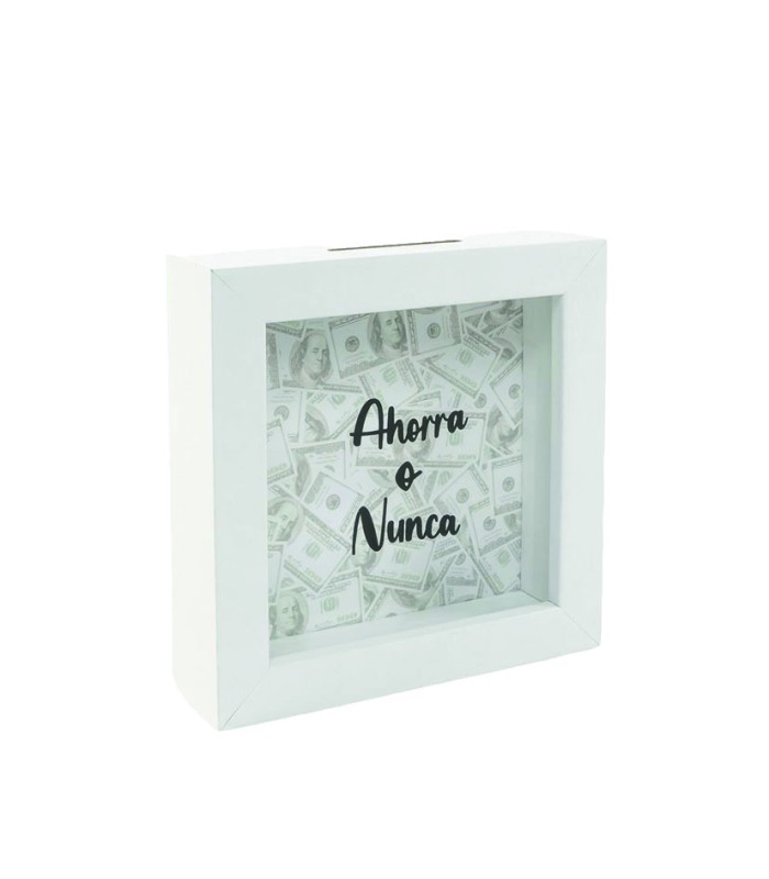 HUCHA DE MADERA AHORRA O NUNCA