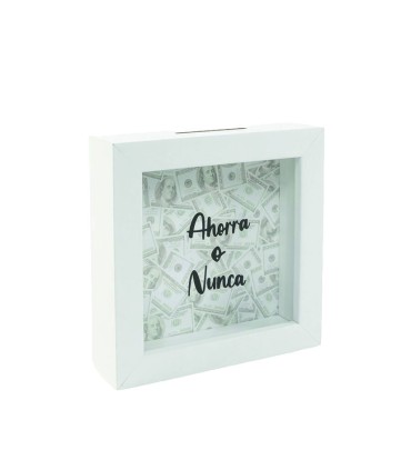 HUCHA DE MADERA AHORRA O NUNCA