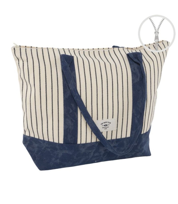 BOLSO CREMALLERA RAYAS AZUL MARINO