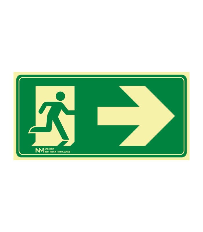 SEÑAL EVACUA.FLECHA DERECHA PVC 0,7MM