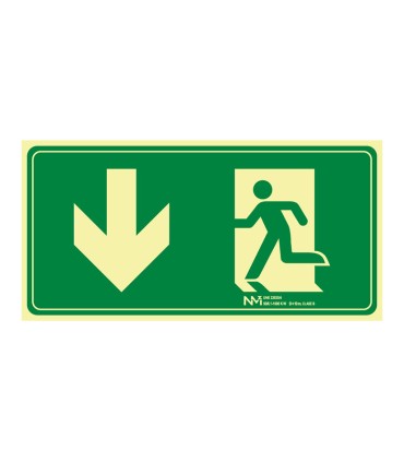 SEÑAL EVACU. FLECHA ABAJO PVC 0,7MM