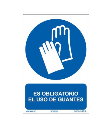 SEÑAL OBLIG EL USO DE GUANTES  210X300MM