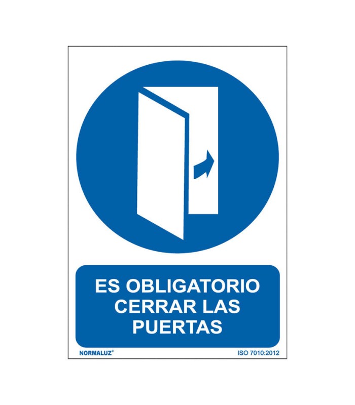 SEÑAL OBLIG CERRAR LAS PUERTAS 210X300MM