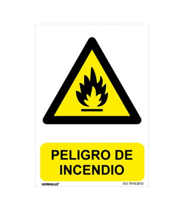 SEÑAL PELIGRO DE INCENDIO 210X300MM