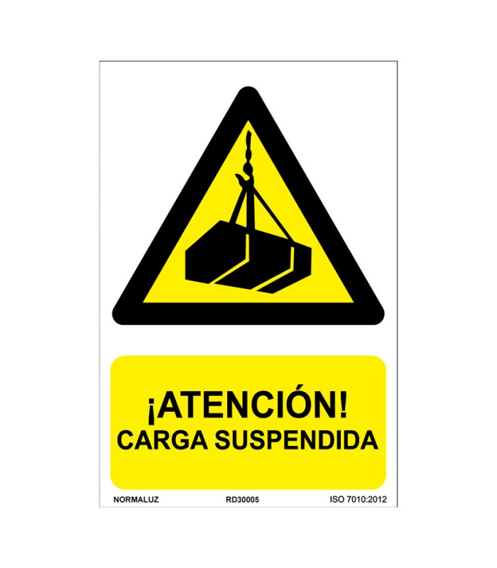 SEÑAL PELIG ATEN. CARGA SUSPEN.210X300MM