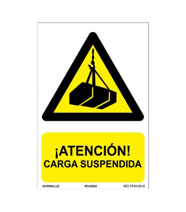 SEÑAL PELIG ATEN. CARGA SUSPEN.210X300MM