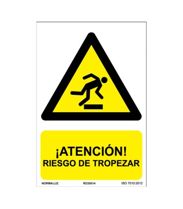 SEÑAL PELIGRO RIESGO TROPEZAR 210X300MM