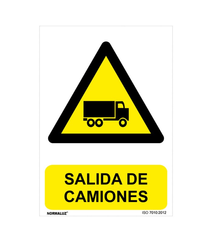 SEÑAL PELIGRO SALIDA CAMIONES 210X300MM