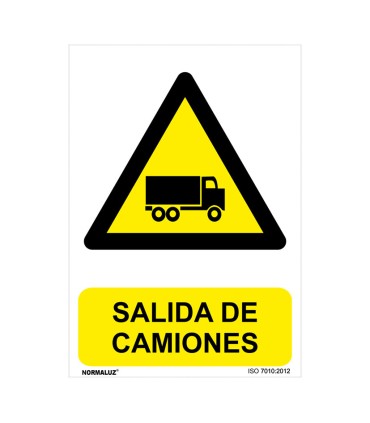 SEÑAL PELIGRO SALIDA CAMIONES 210X300MM