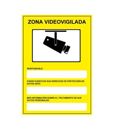SEÑAL PELIG ZONA VIDEOVIGILADA 210X300MM