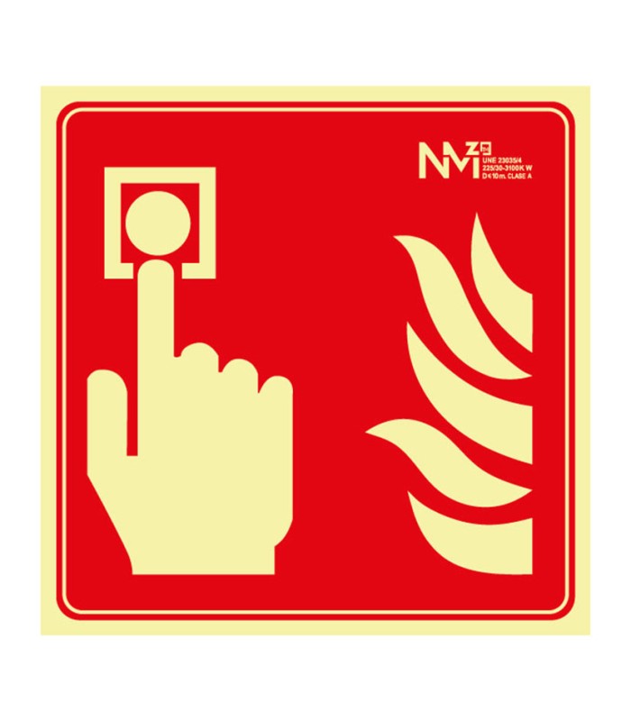 SEÑAL PULSADOR PVC 1MM CLASE A 210X210MM