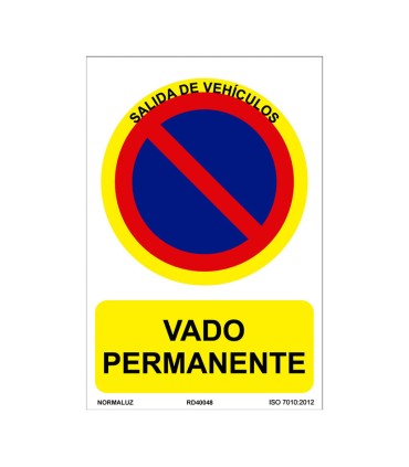 SEÑAL PROHIBID VADO PERMANENTE 210X300MM