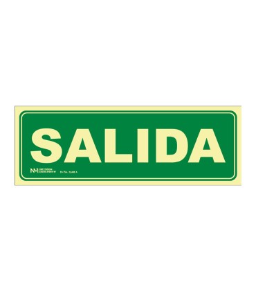 SEÑAL SALIDA PVC 1MM CLASE A 105X300 MM