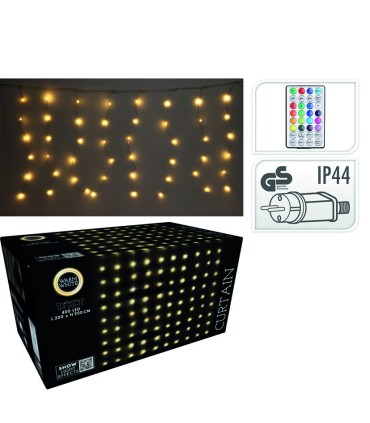 CORTINA 400 LED LUZ BLANCA CALIDA 2x2M.