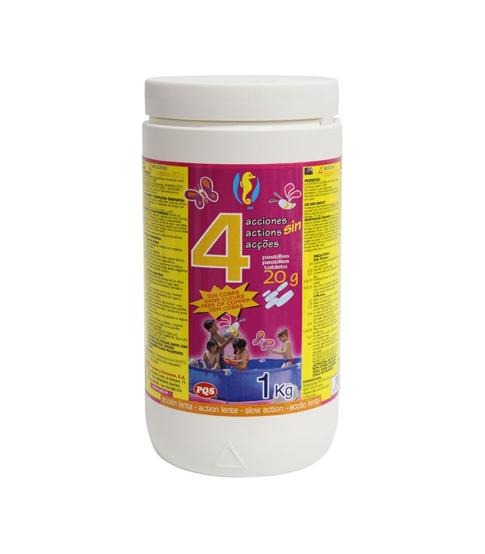 CLORO 4 ACCIONES P-20 GRS. 1KG. HIPOOL