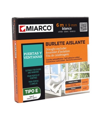 BURLETE CAUCHO TIPO E 9 MM X 6 M. BLANCO