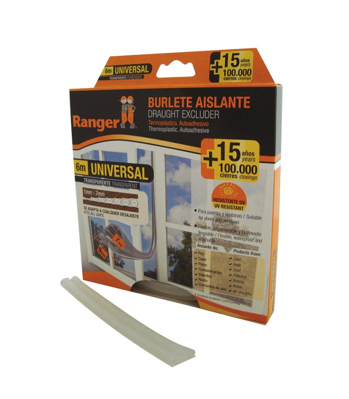 BURLETE UNIVERSAL  9 MM X 6 M. TRANSPAR.