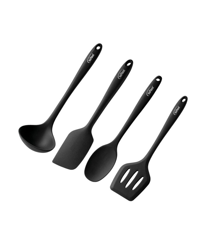SET 4 UTENSILIOS COCINA SILICONA NEGRA
