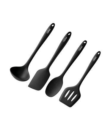 SET 4 UTENSILIOS COCINA SILICONA NEGRA