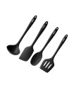 SET 4 UTENSILIOS COCINA SILICONA NEGRA