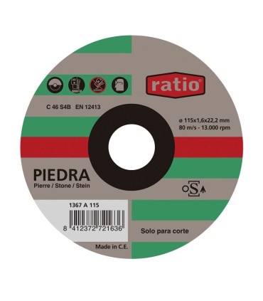 DISCO CORTE FINO PIEDRA 115X1,6MM.RATIO