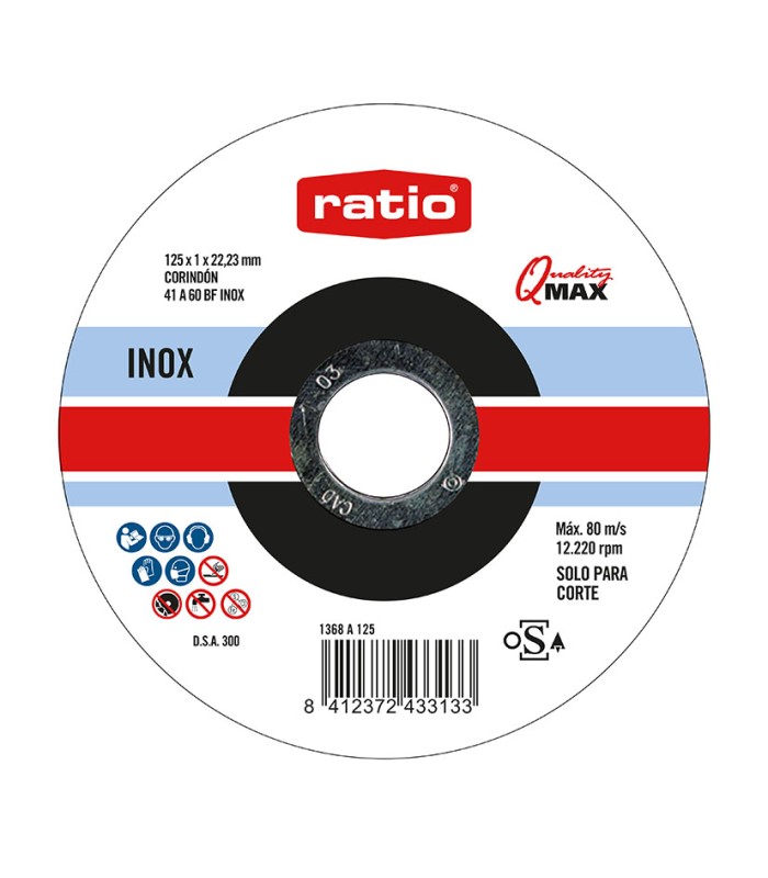 DISCO CORTE ABRAS.INOX/METAL 125X1 RATIO