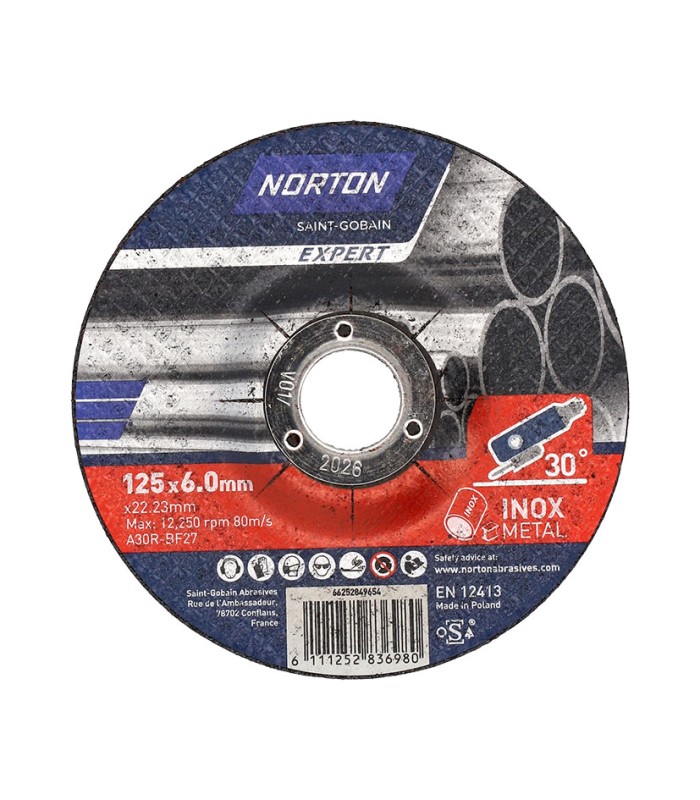 DISCO DESBASTE ACERO/INOX 125X6 MM.