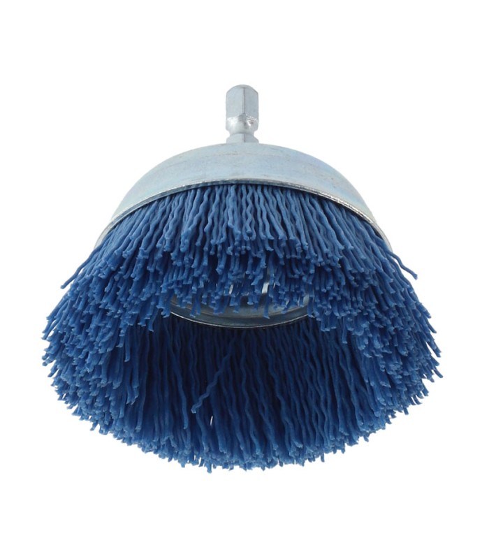 CEPILLO COPA NYLON AZUL 75MM.EJE 6 MM.