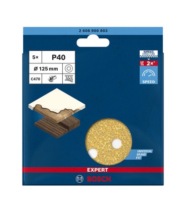 PAPEL LIJA EXCENT.C470 125MM 8P G40+5UDS