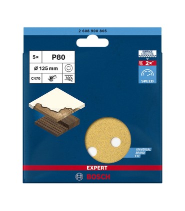PAPEL LIJA EXCENT.C470 125MM 8P G80.5UDS