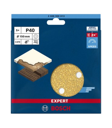 PAPEL LIJA EXCENT.C470 150MM 6P G40+5UDS