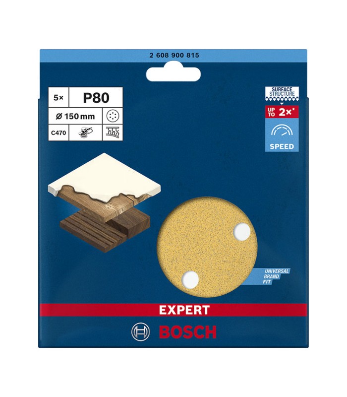 PAPEL LIJA EXCENT.C470 150MM 6P G80+5UDS