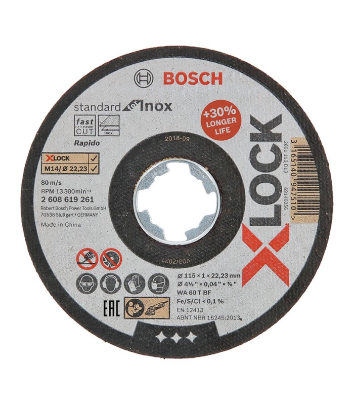 DISCO CORTE X-LOCK STAND.INOX 115X1MM.