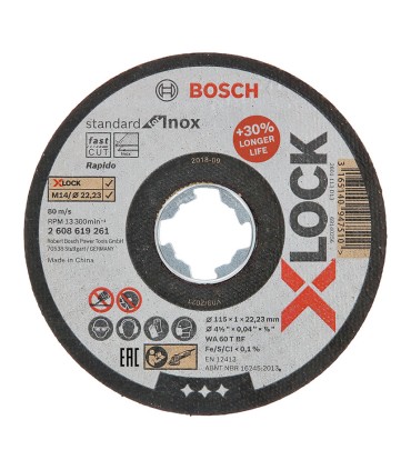 DISCO CORTE X-LOCK STAND.INOX 115X1MM.