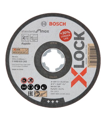 DISCO CORTE X-LOCK STAND.INOX 125X1MM.