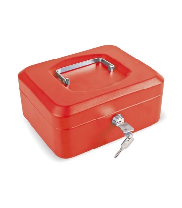 CAJA CAUDAL. C/BAN. ROJO.20x16xh9 cm.