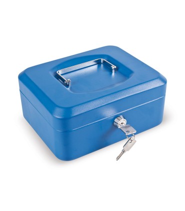 CAJA CAUDAL. C/BAN. AZUL. 20x16xh9 cm.