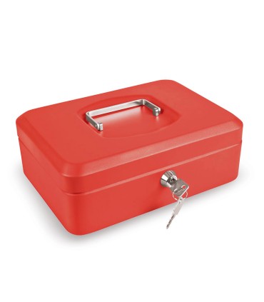 CAJA CAUDAL. C/BAN.  ROJO..25x18xh9  cm.