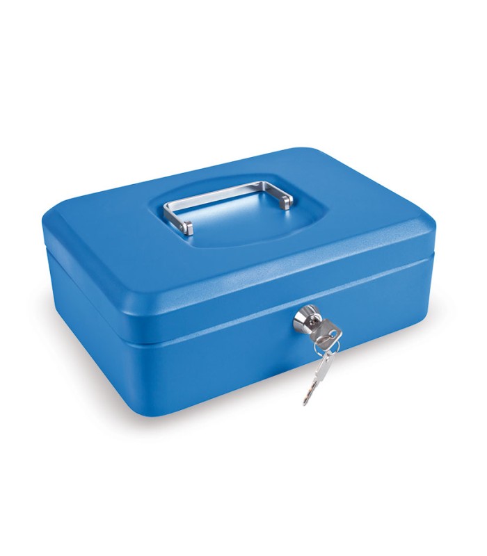 CAJA CAUDAL. C/BAN. AZUL. 25x18xh9  cm.
