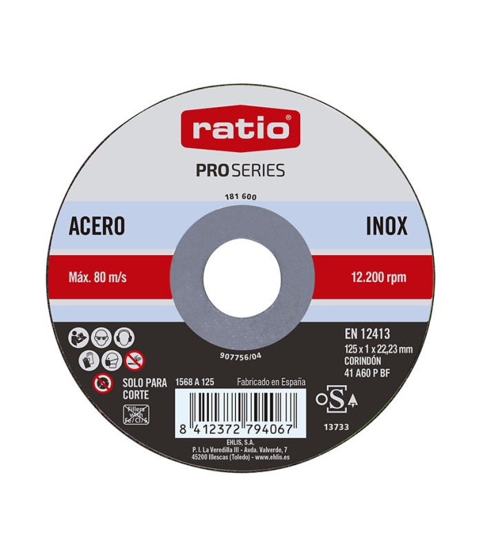 DISCO CORTE ABRAS.INOX/METAL 125X1 RATIO