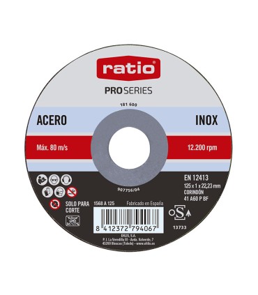 DISCO CORTE ABRAS.INOX/METAL 125X1 RATIO